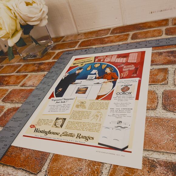 1940 Westinghouse Corox Stove Print Ad Smiling Housewife‎ Mailman 9.5x12.75 Vtg - Picture 8 of 9
